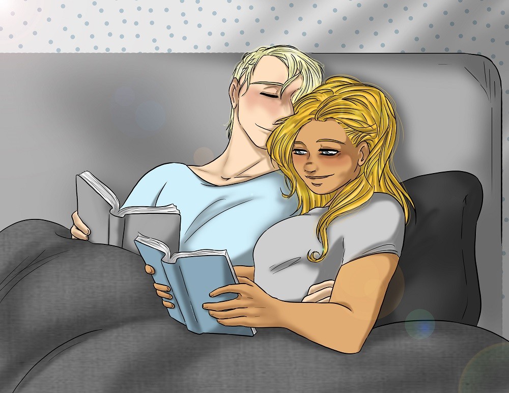 Zen et Luna - lecture au lit