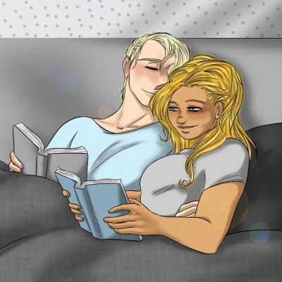 Zen et Luna - lecture au lit