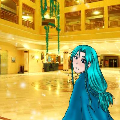 Tessa dans un hall d'hôtel de la GEMAS