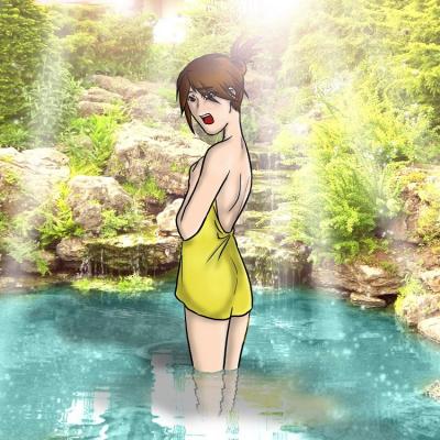 Violette surprise dans son bain